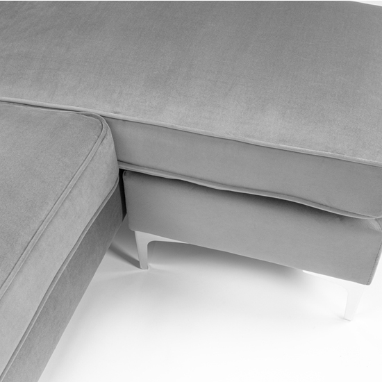 Carrasco Plush Velvet Corner Sofa In Grey_4
