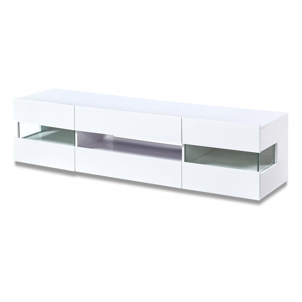 Carrboro High Gloss TV Stand In White With LED