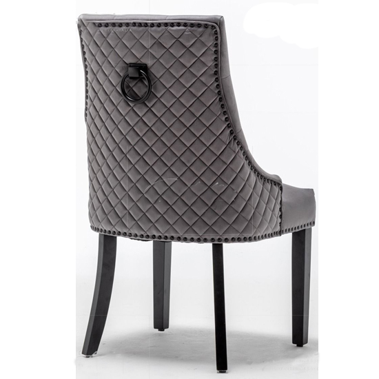 Carrboro Round Knocker Dark Grey Velvet Dining Chair In Pair_4