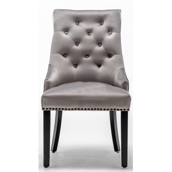Carrboro Round Knocker Light Grey Velvet Dining Chair In Pair_3