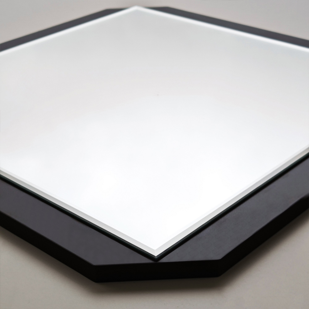 Carre Glass Wall Mirror with Black Wooden Frame
