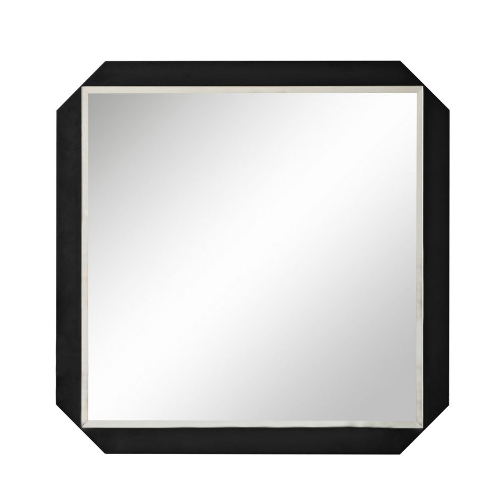Carre Glass Wall Mirror with Black Wooden Frame
