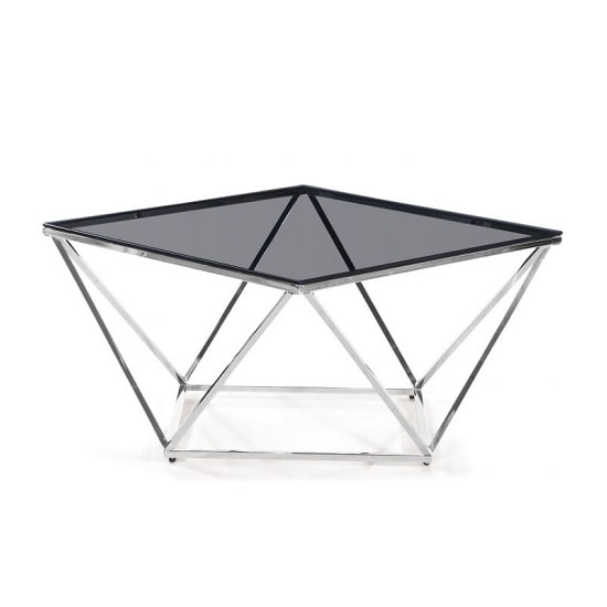 Penge Glass Coffee Table In Smoke With Polished Steel Frame_2
