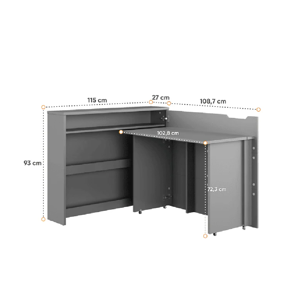 Carson 90cm Left Convertible Wooden Laptop Desk In Grey