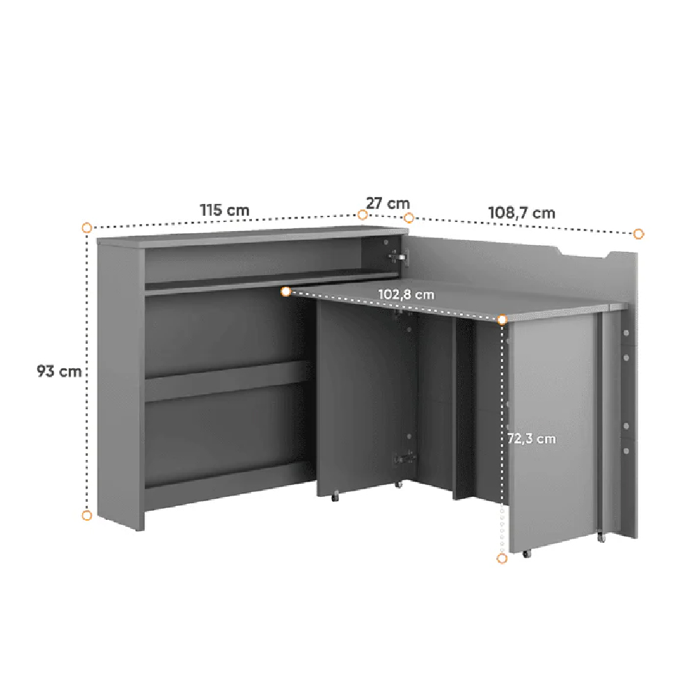Carson 90cm Right Convertible High Gloss Laptop Desk In White