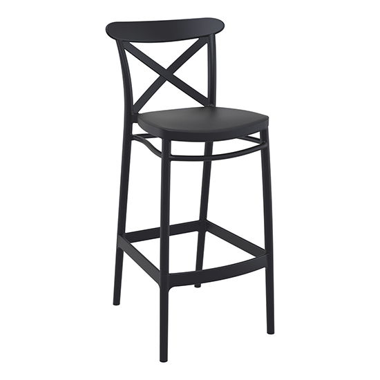 Carson Black Polypropylene And Glass Fiber Bar Chairs In Pair
