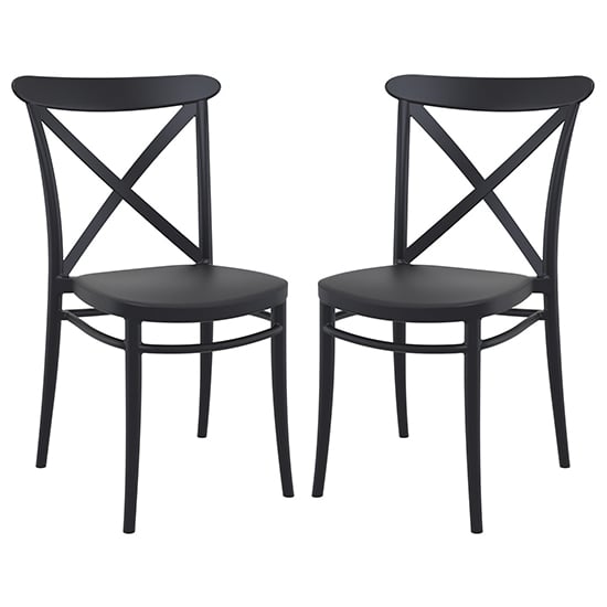 Carson Black Polypropylene And Glass Fiber Dining Chairs In Pair