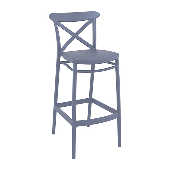Carson Grey Polypropylene And Glass Fiber Bar Chairs In Pair