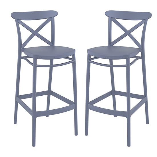 Carson Grey Polypropylene And Glass Fiber Bar Chairs In Pair