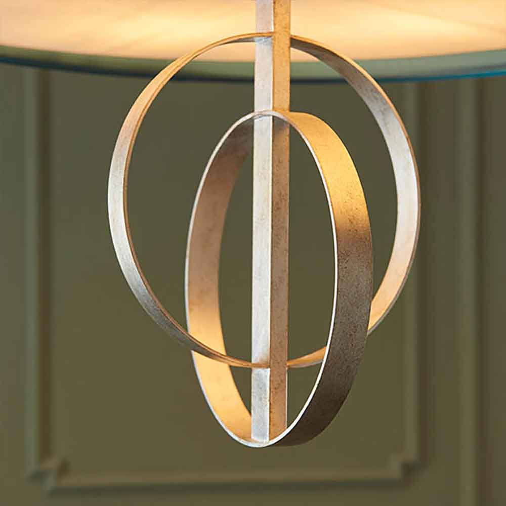 Carson Large Teal Fabric Pendant Light In Antique Silver