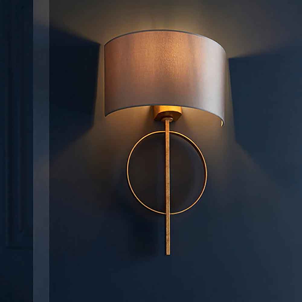 Carson Mink Fabric Wall Light In Gold