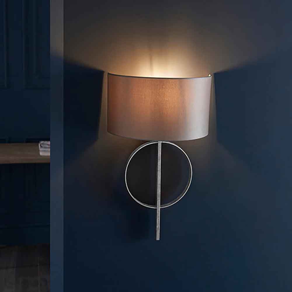 Carson Mink Fabric Wall Light In Silver