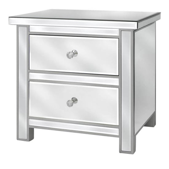 Product photograph of Carson Mirrored Bedside Cabinet With 2 Drawers In Silver from Furniture in Fashion