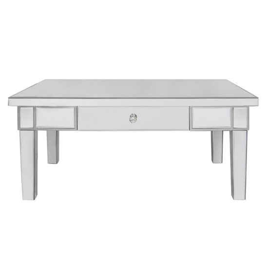 Product photograph of Carson Mirrored Coffee Table With 1 Drawer In Silver from Furniture in Fashion