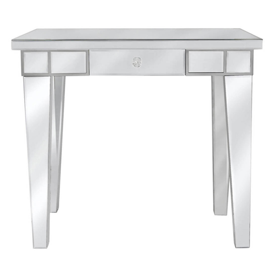 Photo of Carson mirrored console table with 1 drawer in silver