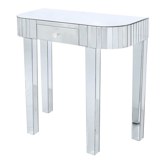 Photo of Carson mirrored console table tile with 1 drawer in silver