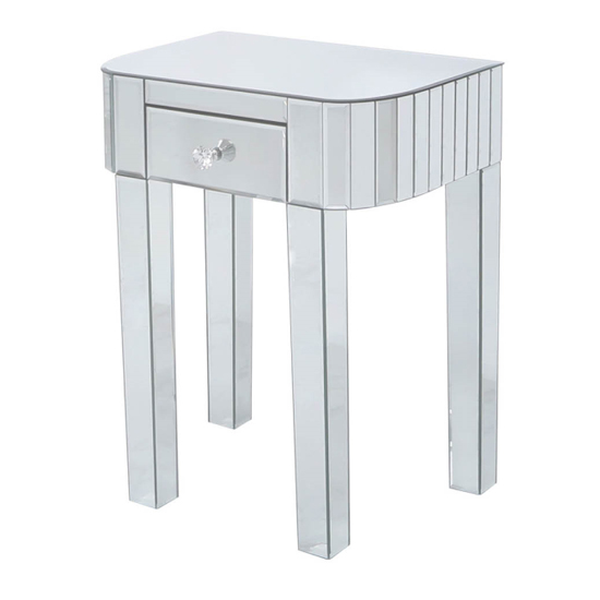 Photo of Carson mirrored end table small with 1 drawer in silver