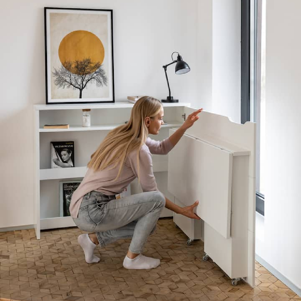Carson Right Convertible Wooden Laptop Desk In Matt White