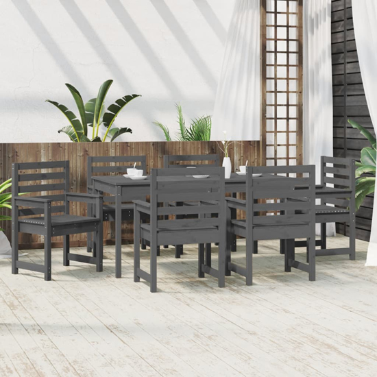 Carson Solid Wood Pine 7 Piece Garden Dining Set In Grey Furniture in