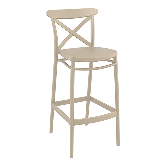 Carson Taupe Polypropylene And Glass Fiber Bar Chairs In Pair