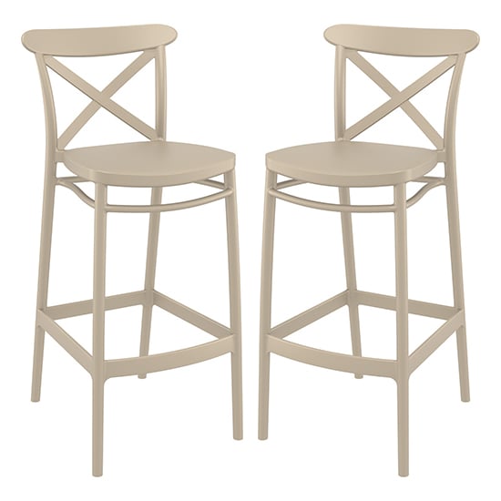 Read more about Carson taupe polypropylene and glass fiber bar chairs in pair