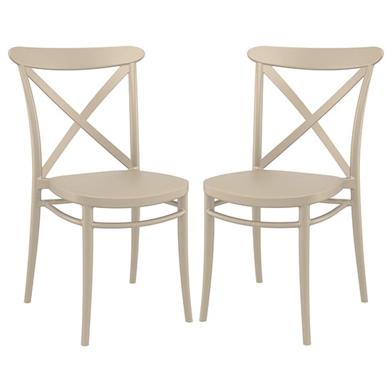 Carson Taupe Polypropylene And Glass Fiber Dining Chairs In Pair