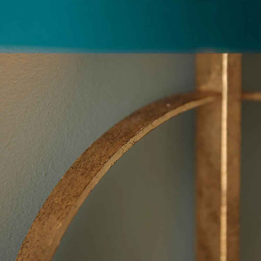 Carson Teal Fabric Wall Light In Gold