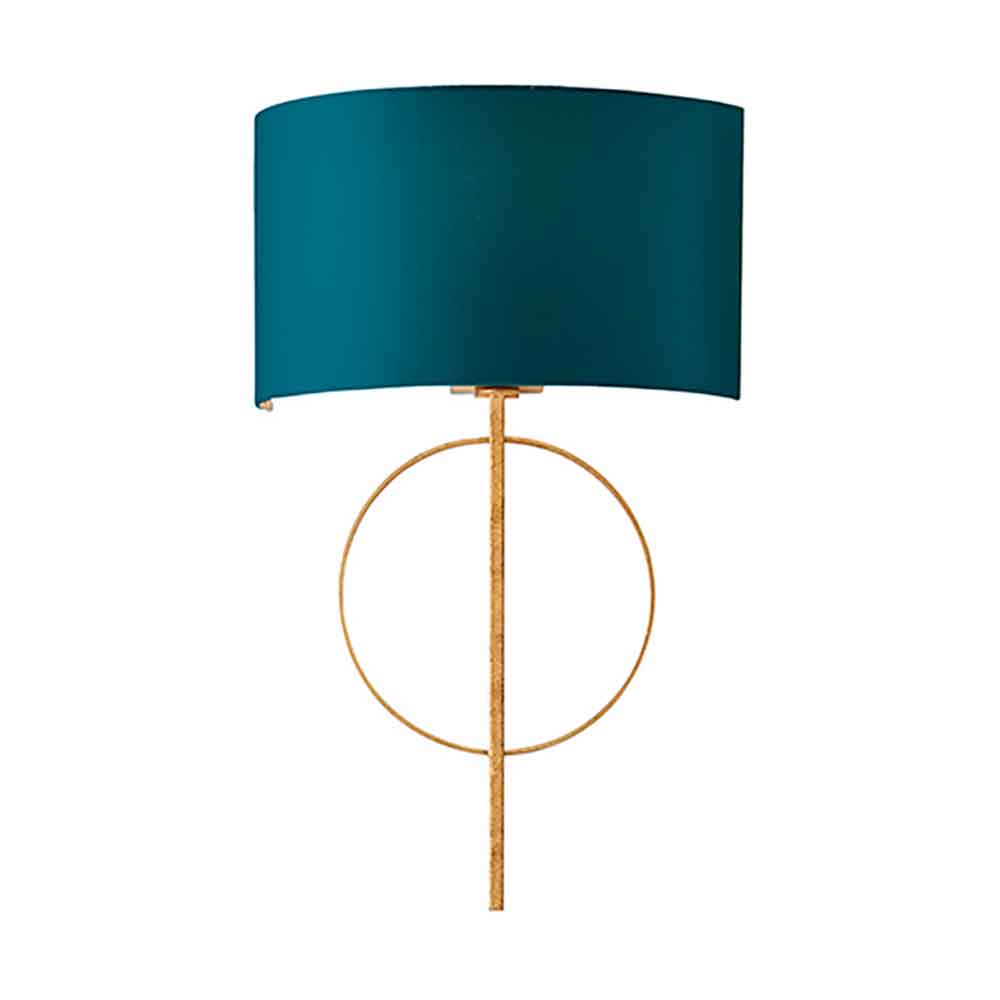 Carson Teal Fabric Wall Light In Gold