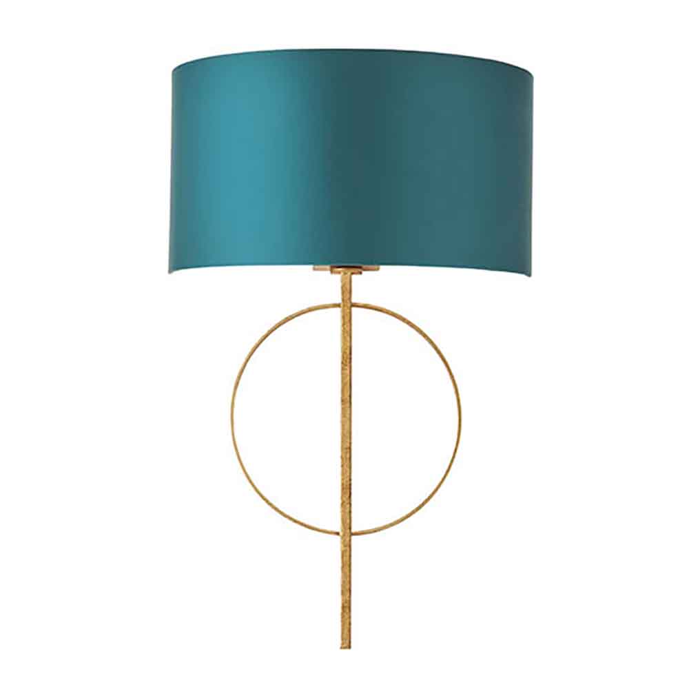 Carson Teal Fabric Wall Light In Gold