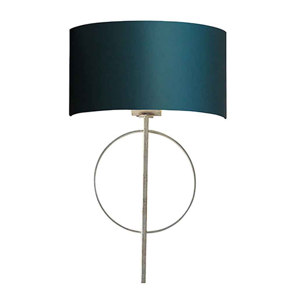 Carson Teal Fabric Wall Light In Silver