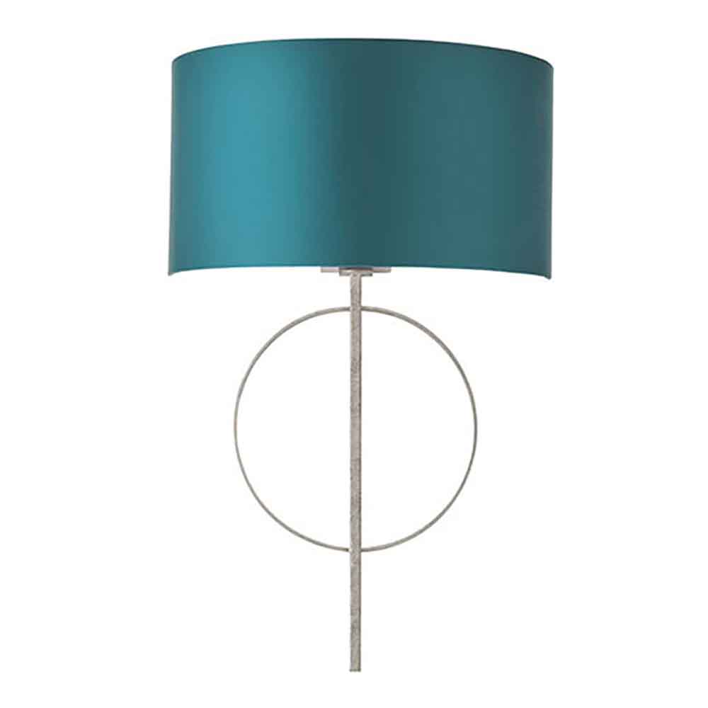 Carson Teal Fabric Wall Light In Silver