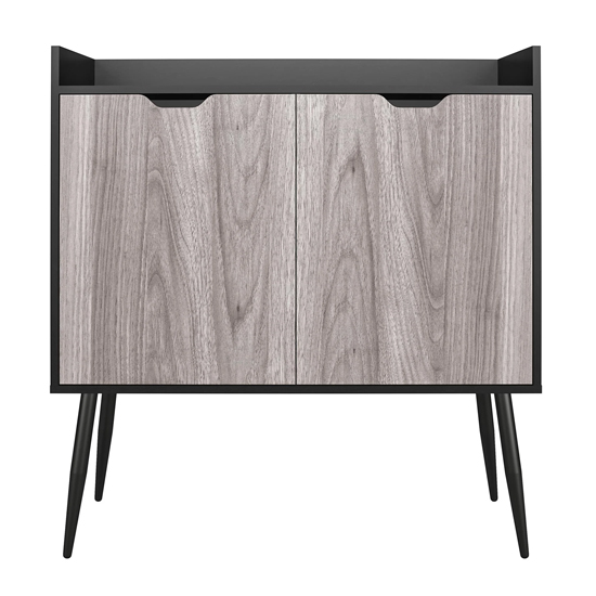 Carson Wooden Bar Cabinet With 2 Doors In Black Oak