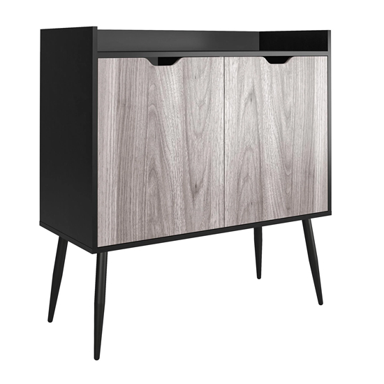 Carson Wooden Bar Cabinet With 2 Doors In Black Oak