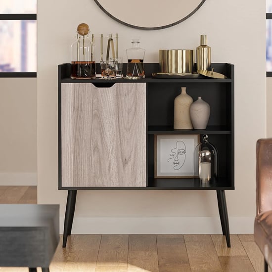 Read more about Carson wooden bar cabinet with 2 doors in black oak