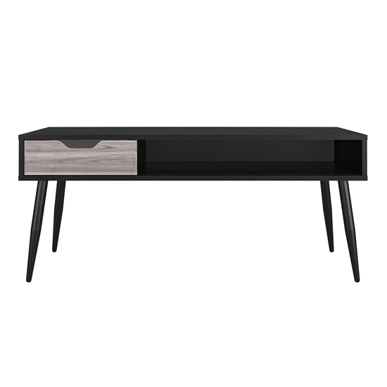 Carson Wooden Coffee Table With 1 Drawer In Black Oak