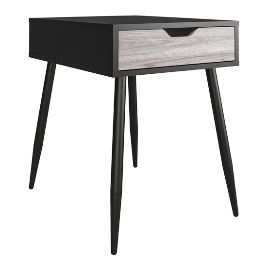 Carson Wooden End Table With 1 Drawer In Black Oak