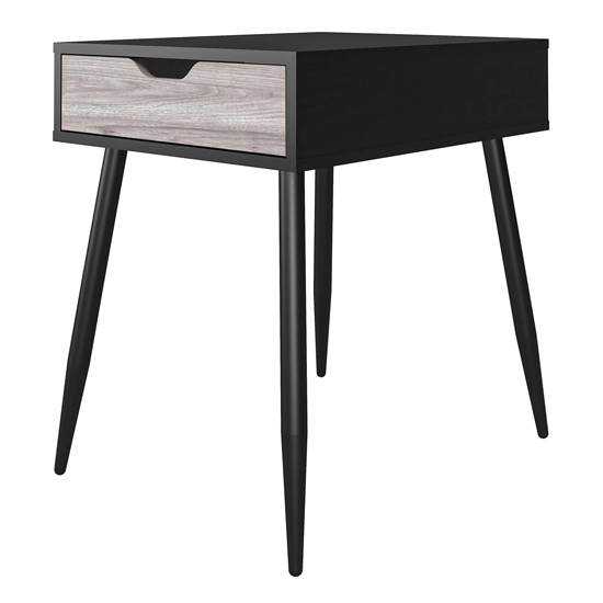 Carson Wooden End Table With 1 Drawer In Black Oak