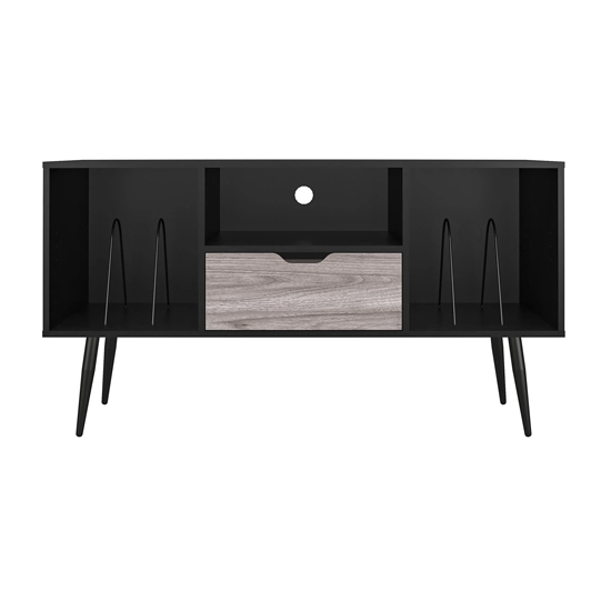 Carson Wooden TV Stand With 1 Drawer In Black Oak