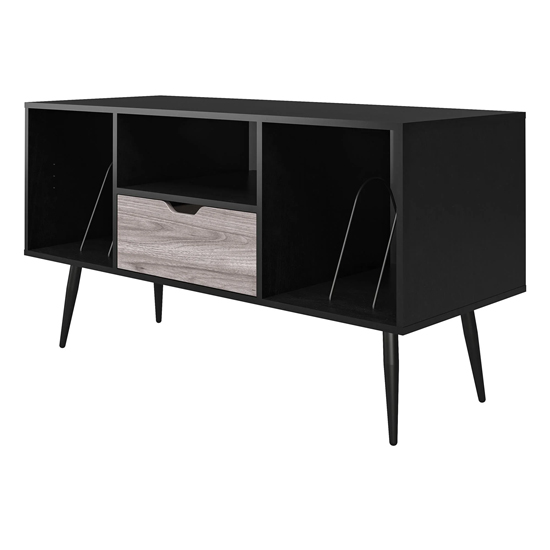 Carson Wooden TV Stand With 1 Drawer In Black Oak