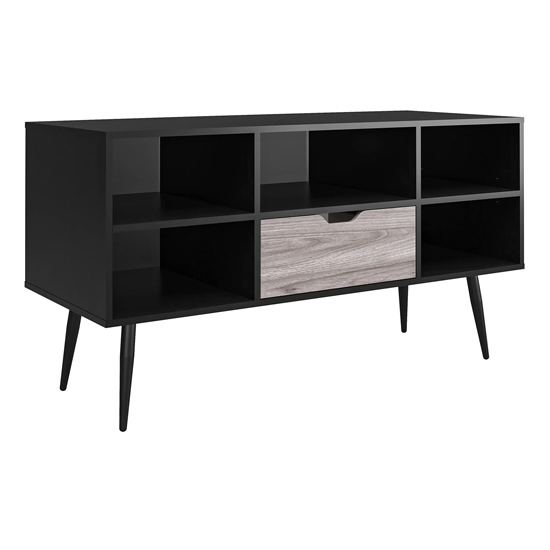 Carson Wooden TV Stand With 1 Drawer In Black Oak