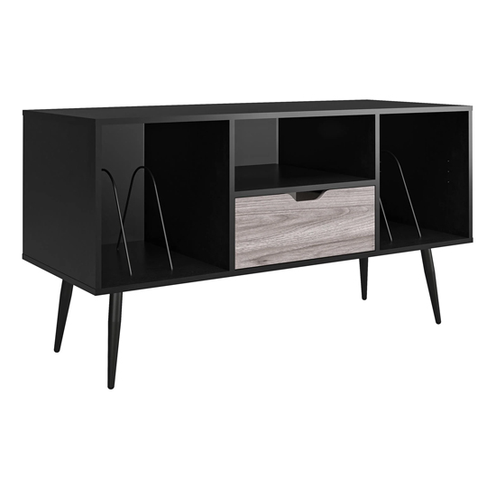 Carson Wooden TV Stand With 1 Drawer In Black Oak