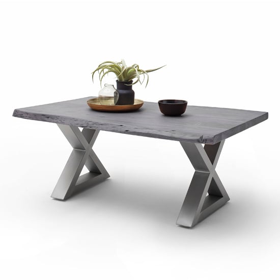 Read more about Cartagena large coffee table in grey with brushed steel x legs