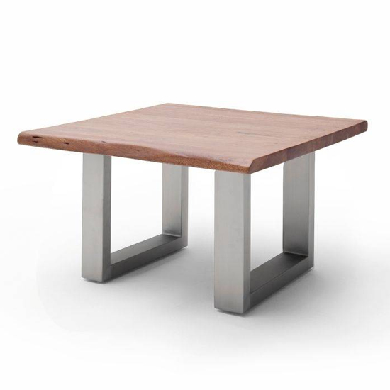 Read more about Cartagena wooden coffee table in walnut with brushed steel legs