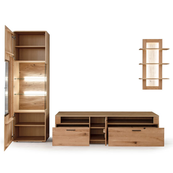Cartago LED Living Room Set In Planked Oak With Display Cabinet_3