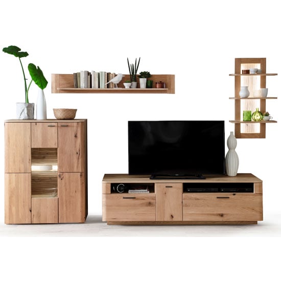 Cartago LED Living Room Set In Planked Oak With Highboard_2
