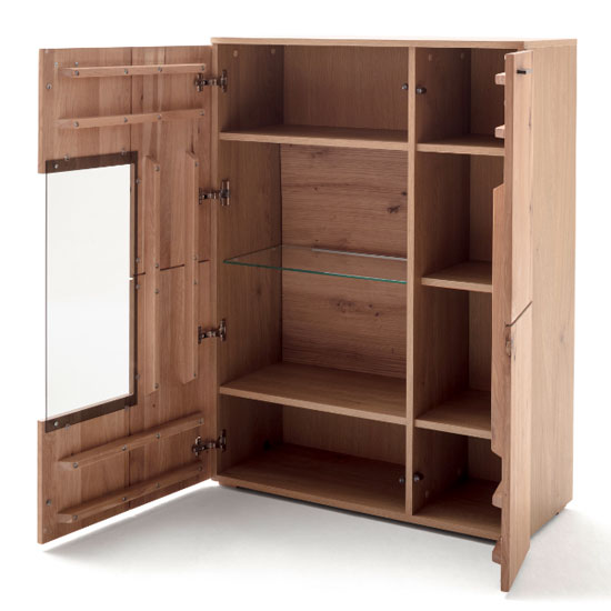 Cartago LED Wooden Small Highboard In Planked Oak With 2 Doors_2