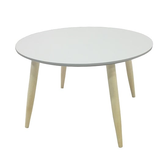 Carter Wooden Side Table Round In White Furniture in Fashion