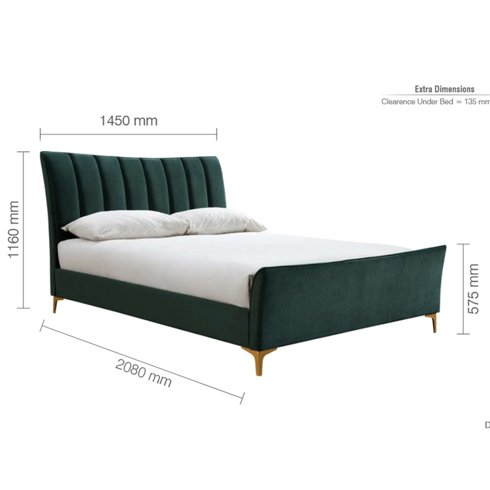 Carteret Fabric Double Bed In Green