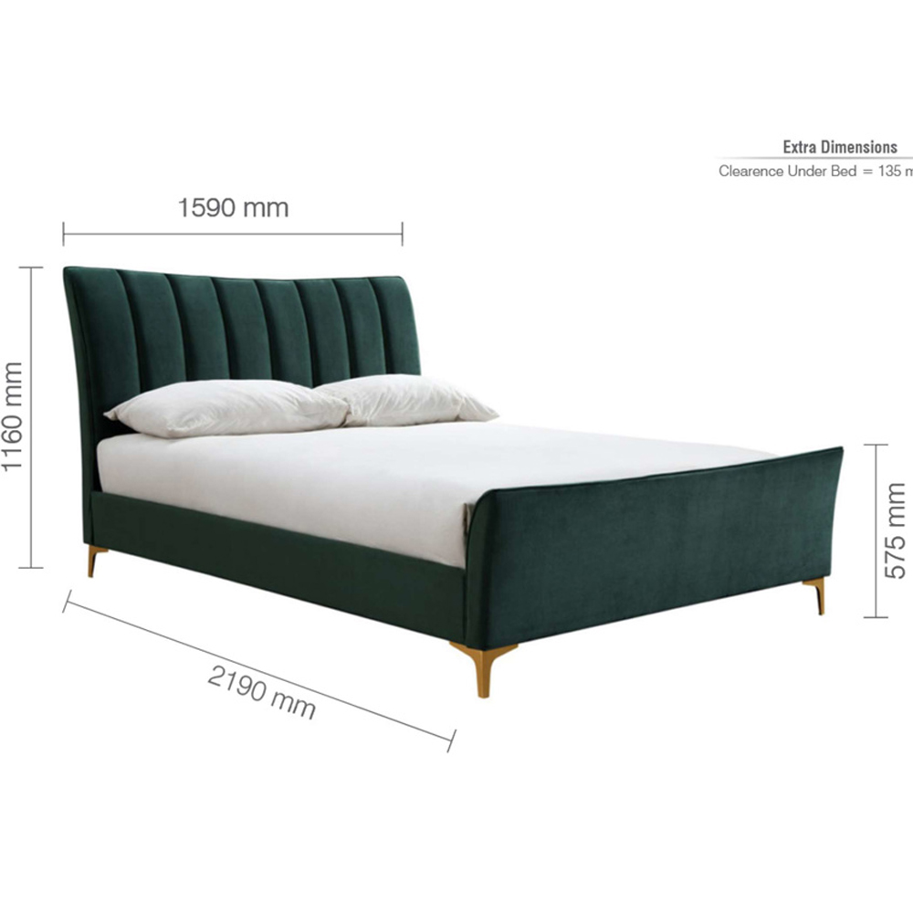 Carteret Fabric King Size Bed In Green