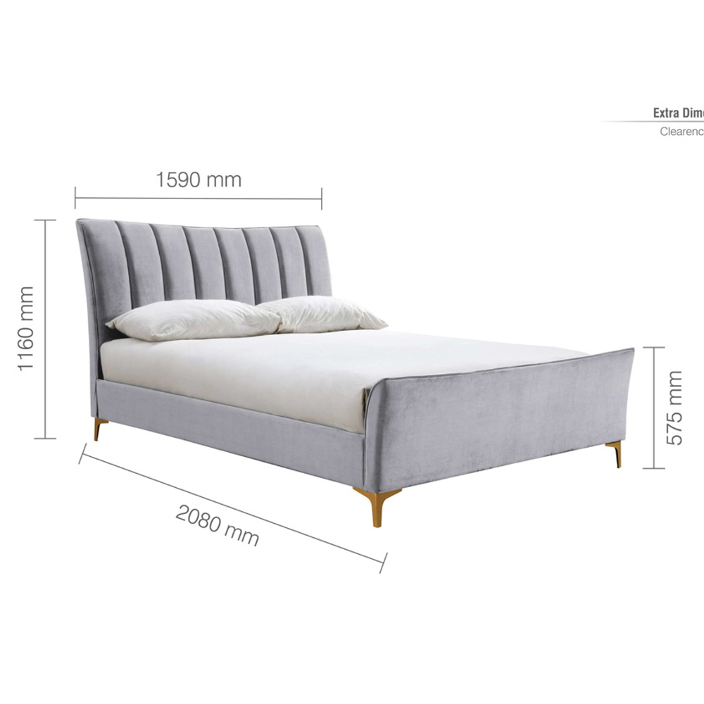 Carteret Fabric King Size Bed In Grey Velvet